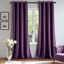 Purple velvet grommet curtains thermal soundproof 52x90