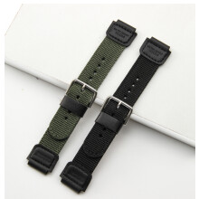 (Black - Steel Buckle) 18mm Lug Strap for G-SHOCK AE-1200WH/SGW-300/AQ-S810W - Men's Canvas Watch Band