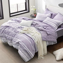 Purple Striped Reversible Twin Comforter Set 5-Pc