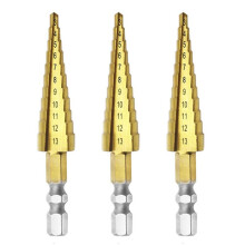 3X Punta per Trapano A Gradini con Scanalatura Diritta HSS da 3-13 mm Punta per Trapano per Metallo In Legno Punta per Trapano A Pagoda