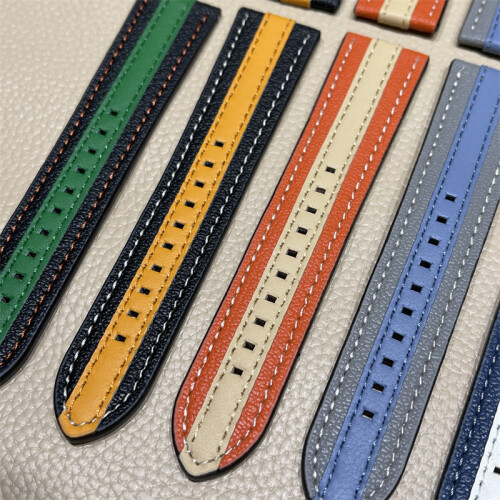 (B) Co-branded Series Strap Soft Genuine Leather Watch Strap Colour Blocking 22mm 1
