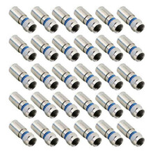 30 Peças RG6 F Conector de Compressão Conector de Fio RF Adaptador Sem Solda Azul