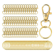 100PCS Gold Swivel Snap Hooks with Key Rings,Metal Lanyard Keychain Hooks Lobster Clasps for Key Jewelry DIY Crafts