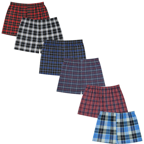 (2XL, Multicoloured 2) Mens Woven Boxer Shorts 6 Pack 