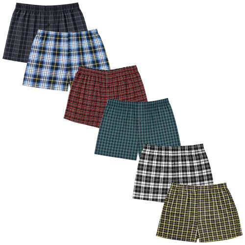 (5XL, Multicoloured 1) Mens Woven Boxer Shorts 6 Pack 