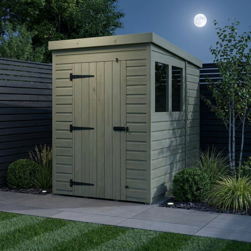 4 x 6 Pent Shed Tanalised (Single Door, With Windows) 2