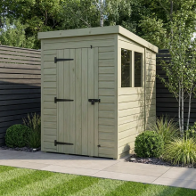 4 x 6 Pent Shed Tanalised (Single Door, With Windows)