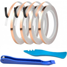 Copper Foil Tape for Stained Glass Kit, 4 Rolls Conductive Copper Tape (3/16'',1/4'',2x7/32'') X108.27FT with 2 Tools