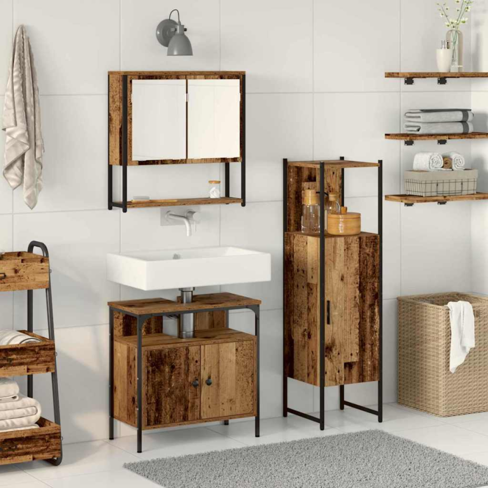 VIDAXL Bathroom Furniture Set 3 pcs Brown Engineered Wood - Image 2