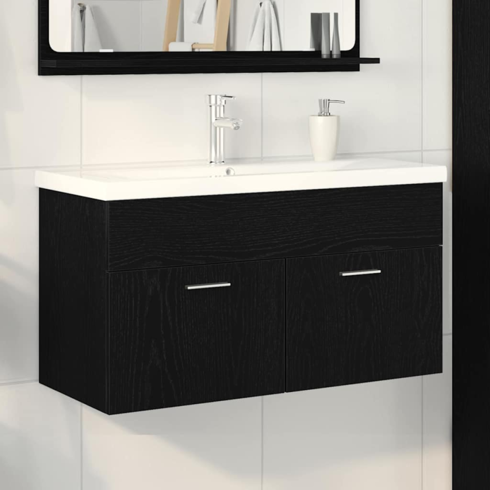 Vidaxl Sink Cabinet Black Oak 90 X 38.5 X 46 Cm Engineered Wood - Image 2