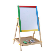 Wooden 2 in 1 Kids Easel Chalk Drawing Board Blackboard and Whiteboard Children
