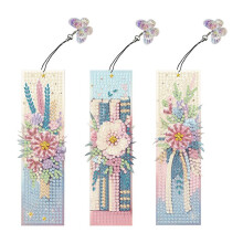 3Pcs Special Shape Diamond Painting Bookmarks with Pendant DIY Diamond Art Bookmarks Kits Gift for Reader Crafts Lover