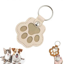 (White) Dog Fur Storage Keychain, Cute Leather Paw Keychain, Pet Hair Keepsake Memorial Gift & Purse Charm for Cats Dogs Lovers