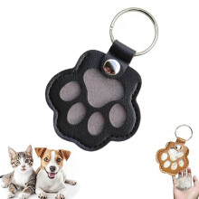 (Black) Dog Fur Storage Keychain, Cute Leather Paw Keychain, Pet Hair Keepsake Memorial Gift & Purse Charm for Cats Dogs Lovers