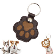 (Dark Bown) Dog Fur Storage Keychain, Cute Leather Paw Keychain, Pet Hair Keepsake Memorial Gift & Purse Charm for Cats Dogs Lovers