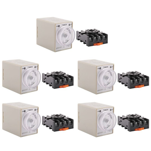 5X  12V 0-30 Secondi Anni '30 Elettrico Delay Timer Timing Relay DPDT 8P con Base