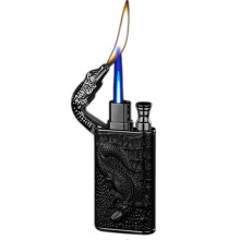 (F) Windproof Cigars Lighter Dual Flame Multifunctional Refillable Butane Lighter Present For Men