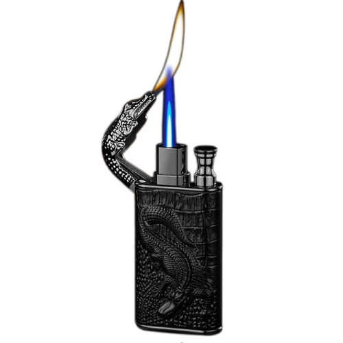 (F) Windproof Cigars Lighter Dual Flame Multifunctional Refillable Butane Lighter Present For Men