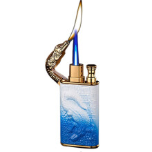 (A) Windproof Cigars Lighter Dual Flame Multifunctional Refillable Butane Lighter Present For Men
