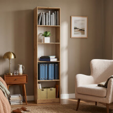 (Artisan) 5 Tier Bookcase - Tall Freestanding Wooden Bookshelf for Living Room, Study & Bedroom (50 cm W x 30 cm D x 182 cm H)