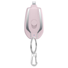 (IOS Pink) 1200mAh Mini Keychain Power Bank Portable Charger for iPhone, Android & Outdoor Emergency Backpacking