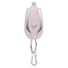 (Type C Pink) 1200mAh Mini Keychain Power Bank Portable Charger for iPhone, Android & Outdoor Emergency Backpacking