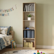 (Sonoma) 5 Tier Bookcase - Tall Freestanding Wooden Bookshelf for Living Room, Study & Bedroom (50 cm W x 30 cm D x 182 cm H)
