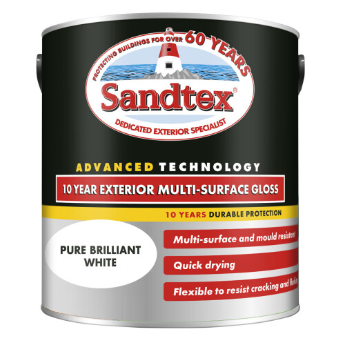 Sandtex Sandtex 10 Year Multi Surface Gloss Pure Brilliant White 2.5L