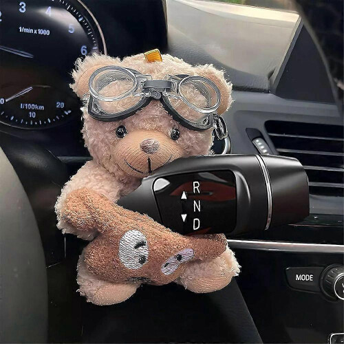 (1pc, Pilot Bear) Creative Car Decoration Bear, Wiper Shift Handle Decorative Doll, Personality