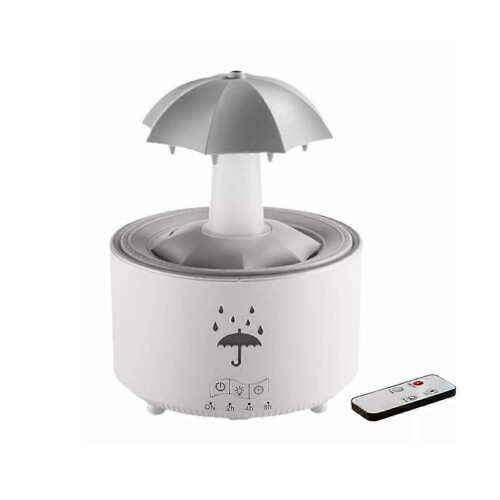 (EU Header, White) Umbrella Humidifier, Umbrella Diffuser with Rain Effect
