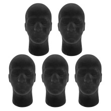 5X Male Foam Mannequin Manikin Model Wigs Glasses Cap Display Stand Black
