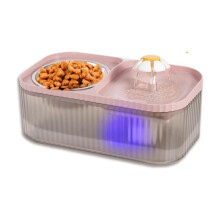 2-in-1 Cat Water Dispenser and Stainless Steel Food Bowl, Silent Automatic Pet Water Dispenser,Pet Water Fountain