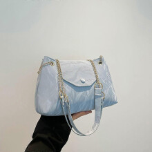 (Blue) 2025 New Style Fashionable Versatile Chain Shoulder Bag Ladies Commuting To Work Tote Bag