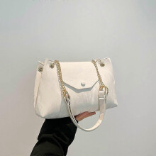 (White) 2025 New Style Fashionable Versatile Chain Shoulder Bag Ladies Commuting To Work Tote Bag