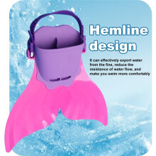 Adjustable Mermaid Silicone Fins Swimming Training & Beach, Soft Body Hard Fin Photo Cosplay Gear for Kid