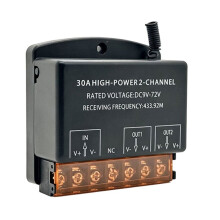 433Mhz 9-72V 30A 2 Channel Relay Wireless Receiver for Motors Water Pumps Lights