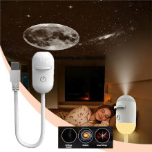 Night LED Projection Lamp USB HD Star Car Bedroom Atmosphere Light Dimmable 3 Modes Plug Cool White