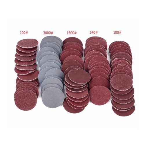 1 Inch 500 Pcs Sanding Discs Pad Kit Round Sandpaper Hook Loop Sander Backer 2