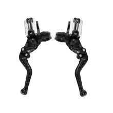 (Silver) CNC Aluminum 7/8" Handlebar Adjustable Hydraulic Brake Clutch Lever for Motorcycle, Double Pump