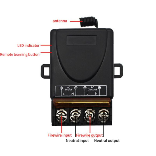6X AC 220V 30A 1CH 433MHz Wireless Remote Control  RF Relay Receiver + /Off Transmitter 2