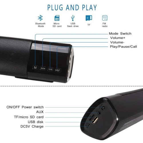 Soundbar - Slopehill - Bluetooth 4.2 - 20W - LED Display - Hands-Free Function 1