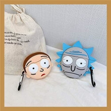 Custodia protettiva in silicone per Apple AirPods 1 e 2 [Design a cartoni animati] (Morty)