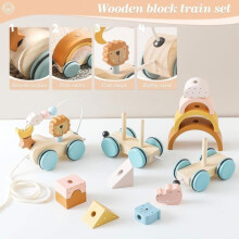 Giocattolo per bambini di 1, 2 e 3 anni - Trenino in legno Montessori - Giocattolo educativo da tirare - Regalo ideale per Natale