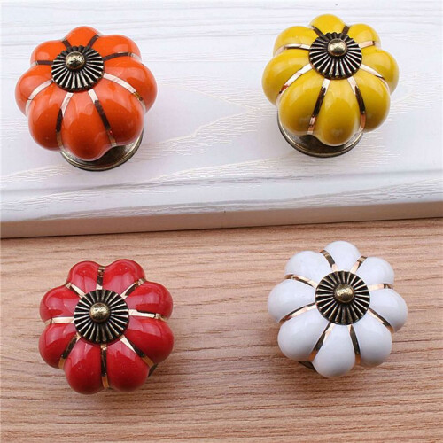 16pcs Pumpkin Ceramic Handles 38mm Drawer Knobs Cupboard Door Handles Single Hole Cabinet Handles 2