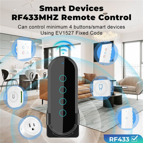 2X  Home New 433mhz 4 Key Ev1527 Coding Key Remote Control  Rf Transmitter Wireless Remote Control Black 1