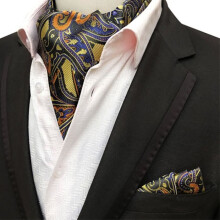 Men's Paisley Woven Jacquard Tie, Pocket Squares, Cufflinks, 3 Pieces - Yellow
