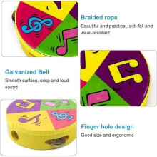 Wooden Tambourine with Musical Notes, Hand Drums, Jingle Tambourines, Musical Instrument Suitable for Children