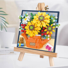Jeu de construction de bouquet granulaire, 733 pièces de fleurs artificielles, modèle à assembler