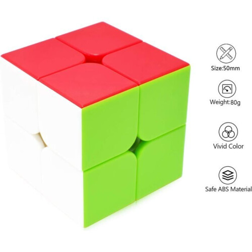 2x2x2 Speed Cube, Smooth Rotating Stickerless Magic Puzzle, Compact Logic and Thinking Cube for Children and Adults 1