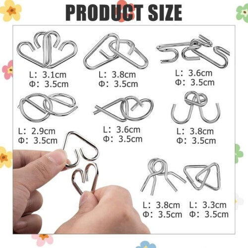 Puzzle - Metal - 8 Pieces - Educational Puzzle - Logic Game - Improves Coordination 1
